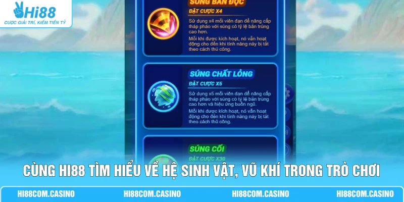 Cùng Hi88 tìm hiểu về hệ sinh vật, vũ khí trong trò chơi