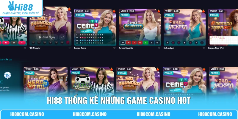 Hi88 thống kê những game casino hot