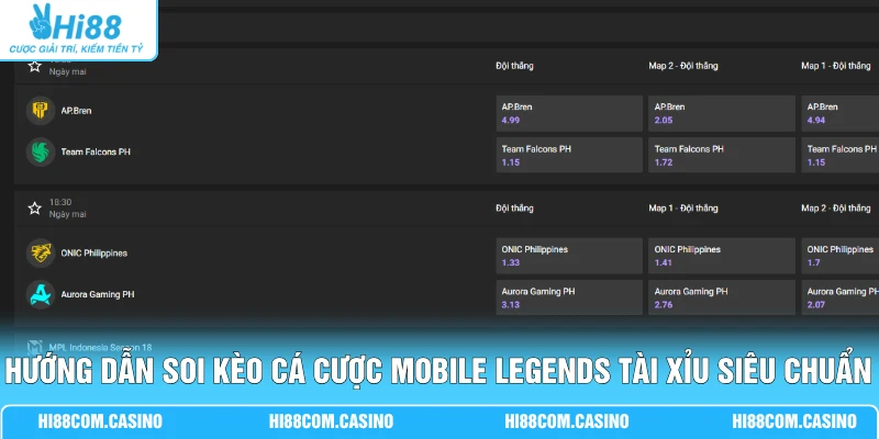 Hướng dẫn soi kèo cá cược Mobile Legends Tài Xỉu siêu chuẩn