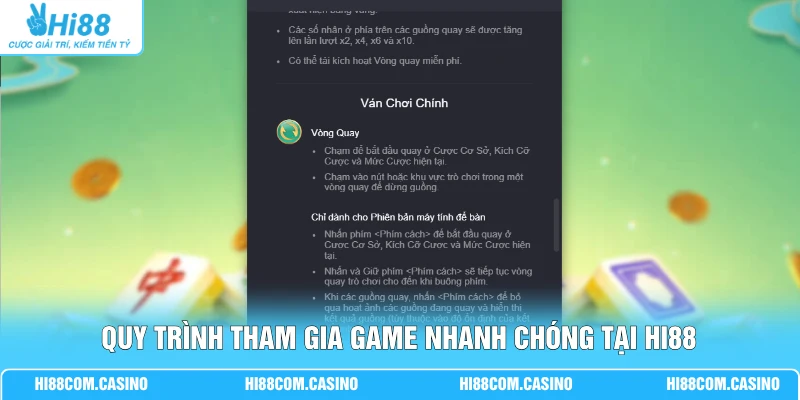 Quy trình tham gia game nhanh chóng tại Hi88