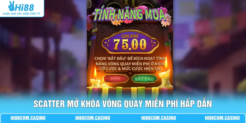 Scatter mở khóa vòng quay miễn phí hấp dẫn
