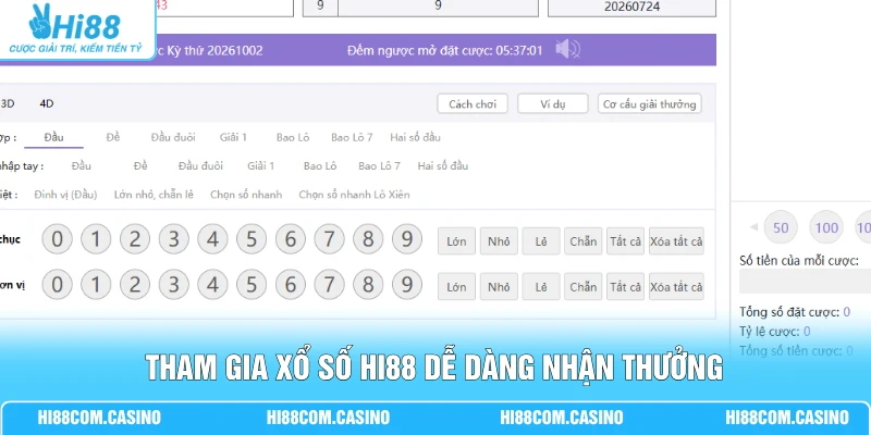 Tham gia xổ số Hi88 dễ dàng nhận thưởng